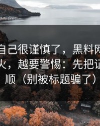 我以为自己很谨慎了，黑料网入口这种词越火，越要警惕：先把证据链理顺（别被标题骗了）