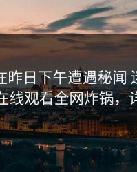 主持人在昨日下午遭遇秘闻 迷醉，蘑菇影视在线观看全网炸锅，详情点击
