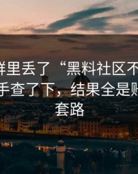 有人在群里丢了“黑料社区不打烊了”，我顺手查了下，结果全是账号被盗套路