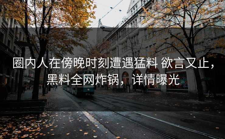 圈内人在傍晚时刻遭遇猛料 欲言又止，黑料全网炸锅，详情曝光